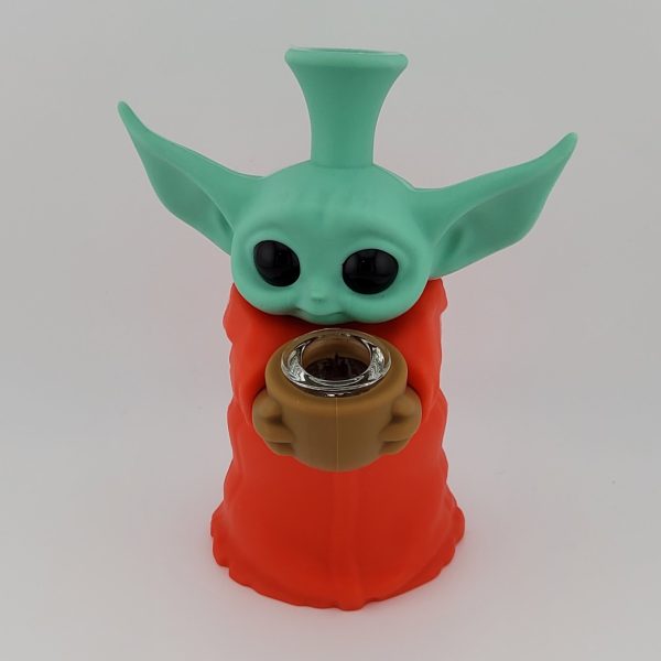 Baby Yoda Silicone Water Pipe with Glass Bowl