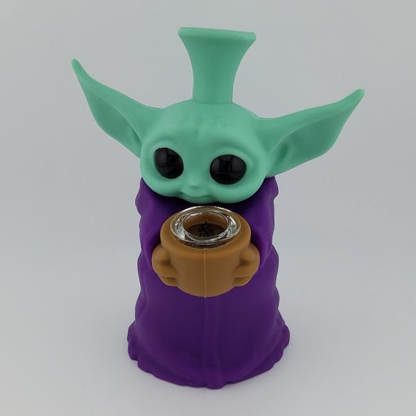 Baby Yoda Silicone Water Pipe with Glass Bowl - Image 2