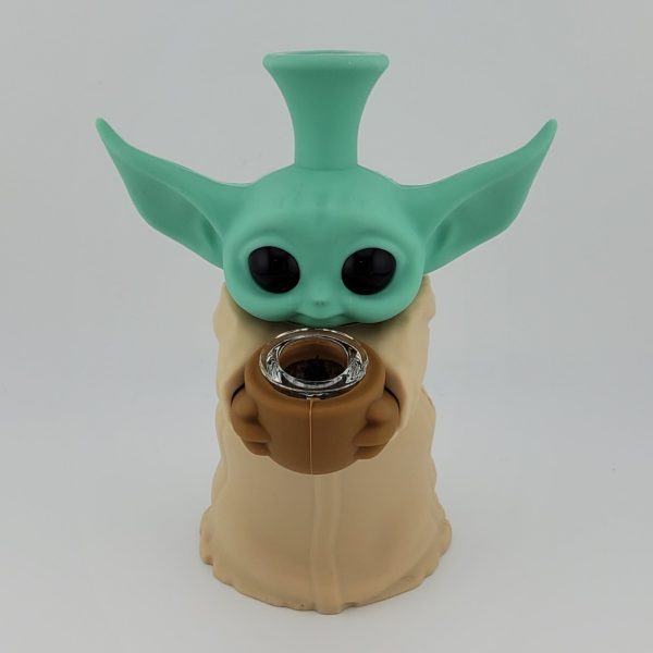 Baby Yoda Silicone Water Pipe with Glass Bowl - Image 4