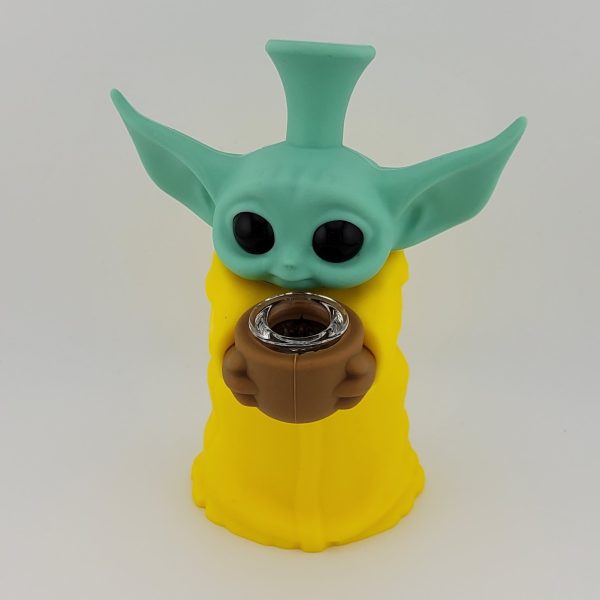 Baby Yoda Silicone Water Pipe with Glass Bowl - Image 3