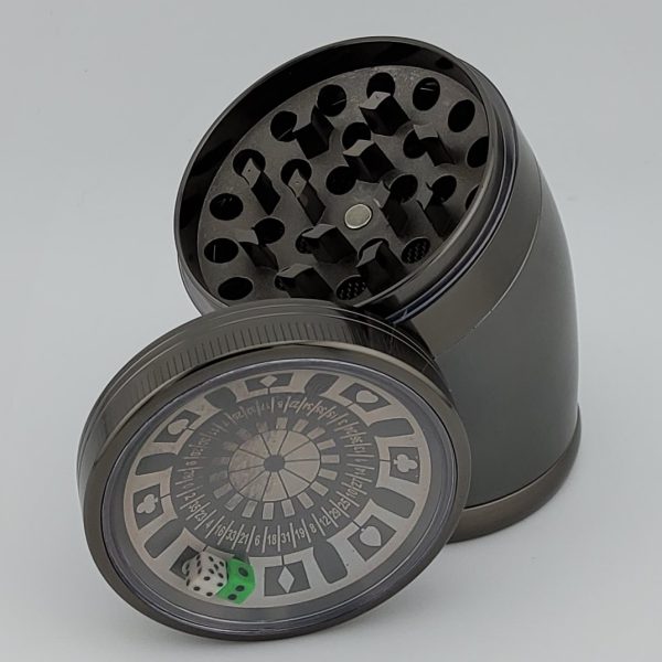 Four Layer Roulette Metal Herb Grinder Gray